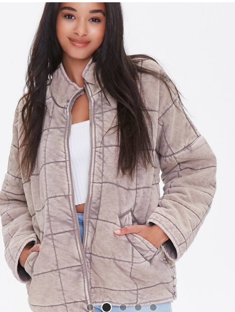 Forever 21 Quilted Dolman Jacket Gray